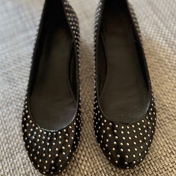 POUR LE VICTOIRE Genuine leather studded ballet flats 9.5 black whimsigoth - Picture 2 of 6